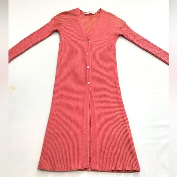 One Grey Day Sweater Ribbed Long Sleeve Cardigan Duster Size XS - Picture 4 of 13